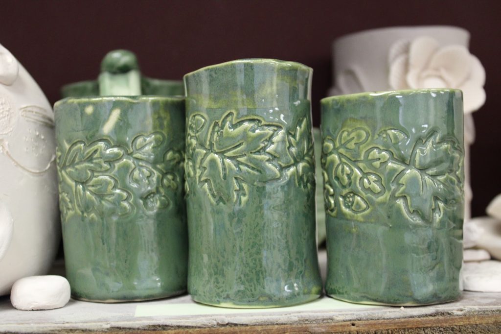 Glazed botanical maple and acorn cups